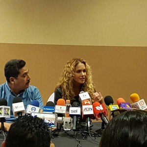 Lucero en conferencia de prensa en Culiacán Sinaloa
